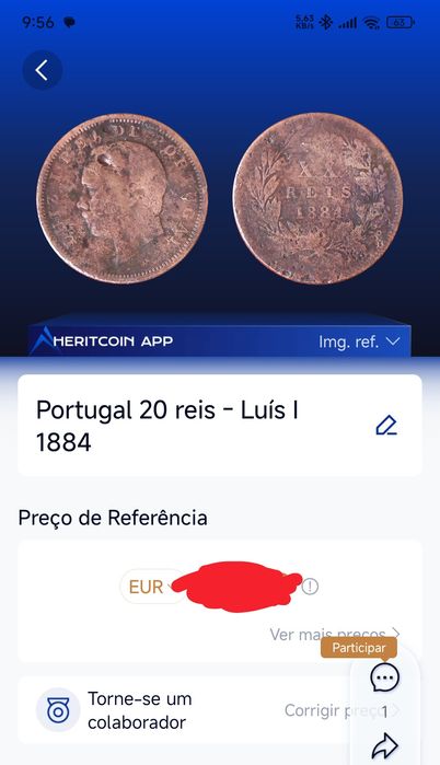 Moeda antiga de 1884