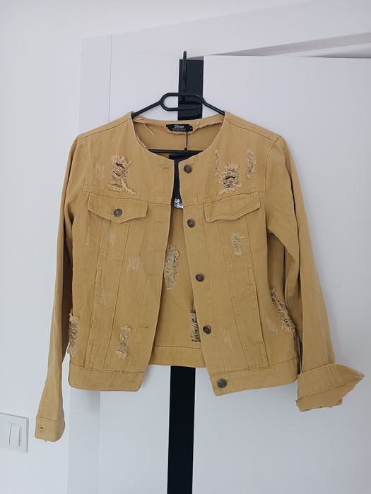 Kurtka katana jeansowa jeans żółta musztardowa S 36