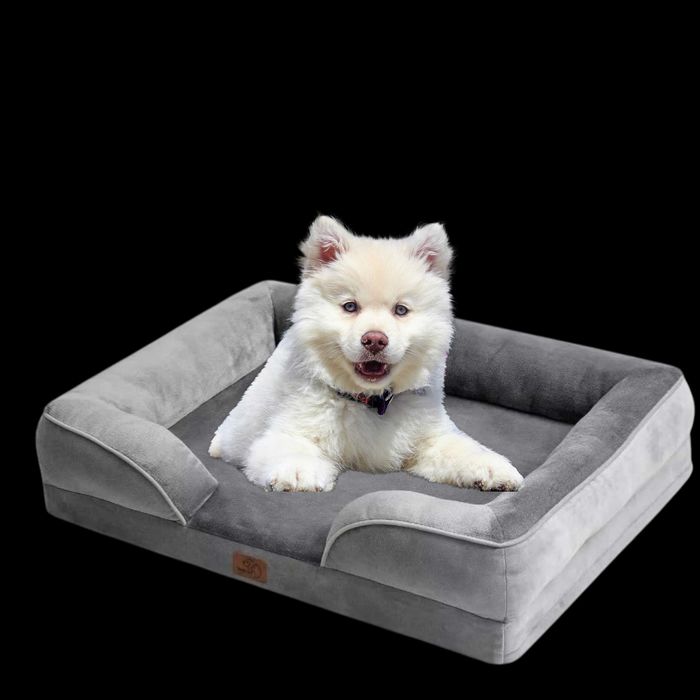 Ortopedyczne Legowisko dla psa Bedsure L 71×58×16,5 cm|Sofa Szara