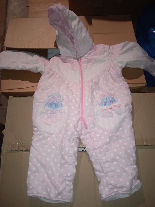 Kombinezon zimowy różowo-biały 74, 9-12 m-cy