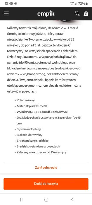 Rowerek smoby be moved