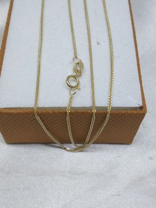 Piękny złoty delikatny łańcuszek Lisi ogon, złoto diamentowane 585, dł. 45 cm