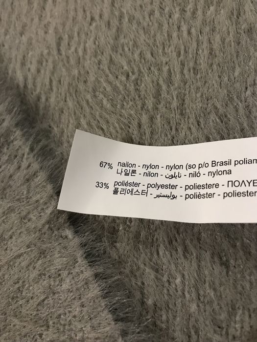 Szary wiązany sweter krótki sweterek sztuczne futerko XS