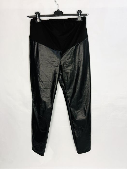 Czarne legginsy ciążowe skórzane M 38