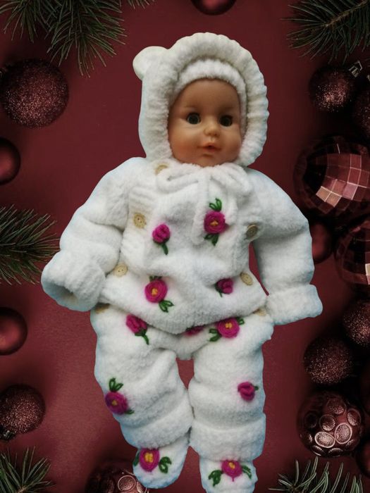 В'язаний теплий  комплект,комбінезон, для немовлят 0-9 місяців