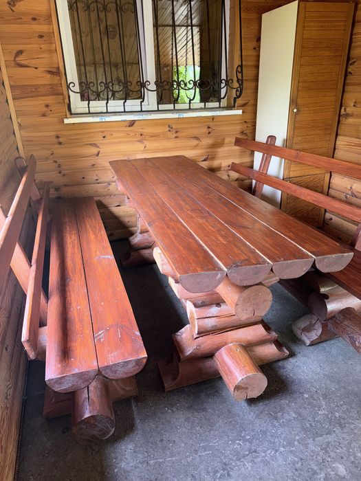 Стіл та лавки із брусу