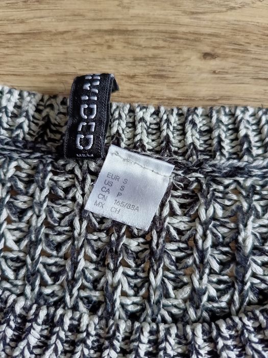Sweter S 36 z dzianiny gruby splot czarno biały H&M
