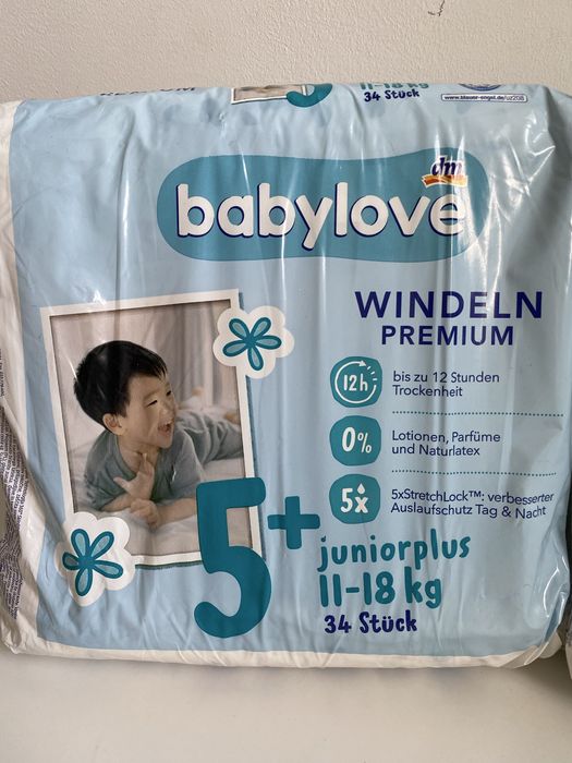 Підгузки, памперси  Babylove Premium 5+ (11-18 кг), 34 шт