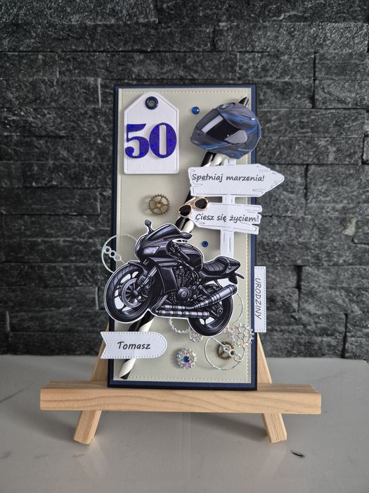 Kartka urodzinowa 50 motocykl