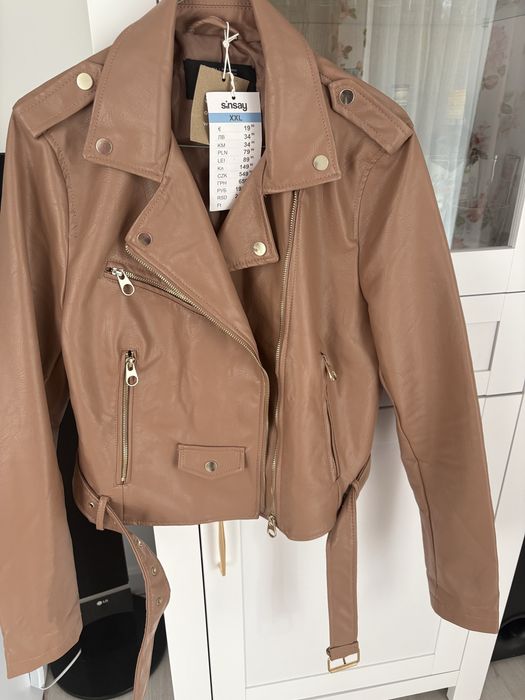 Kurtka damska ramoneska ciemny beż/róż XXL