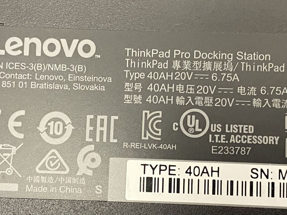 Док-станція Lenovo ThinkPad Pro Dock 40AH