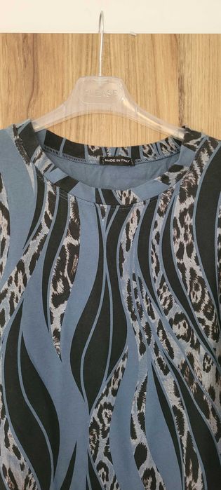 Niebiesko czarna włoska sukienka tunika  bawełna luźna over size