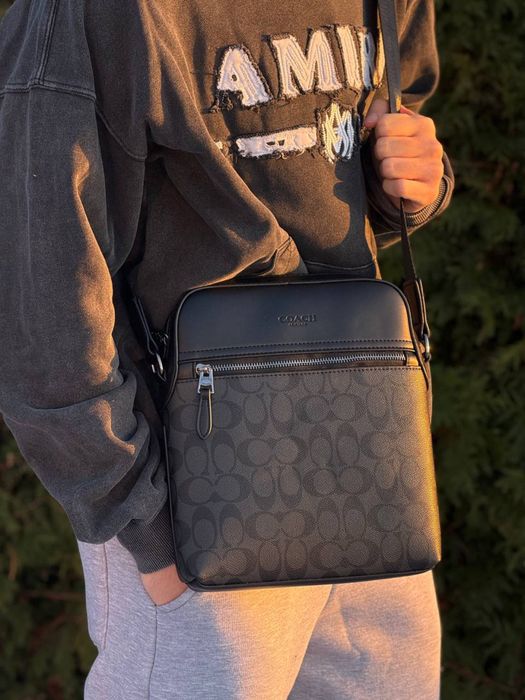 Сумка Coach New York через плечо черная мужская барсетка Коач Коуч