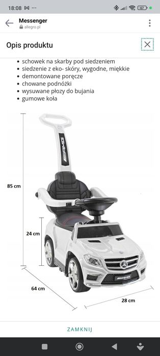 Jeździk pchacz Mercedes GL