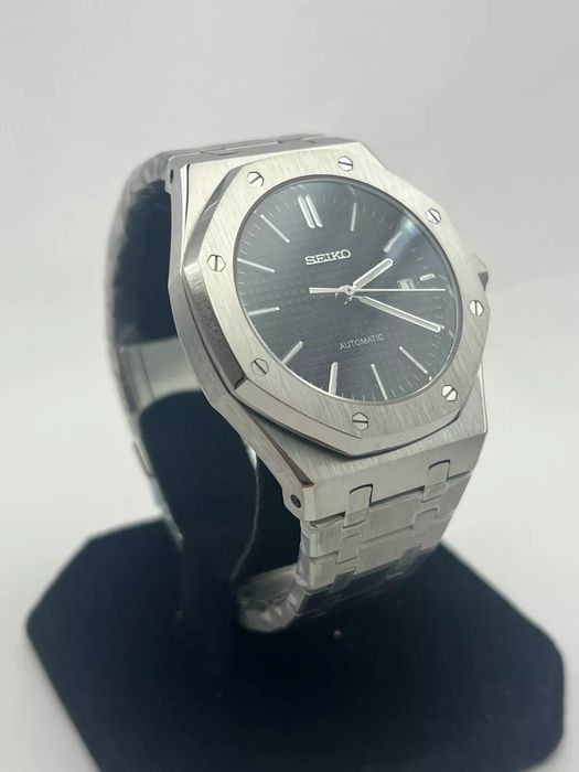 SEIKO MOD Royal OAK Czarny Black Custom NOWY Zegarek Męski