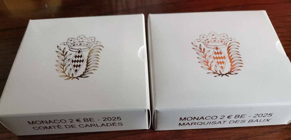 Mónaco 2025 - Conjunto das 2 moedas proof Mónaco 2025