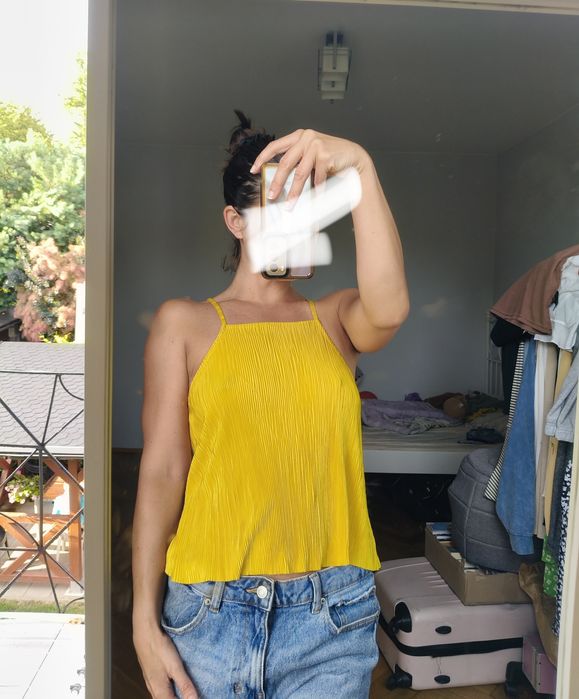 Drapowana bluzka harmonijka halter top butteryelow S