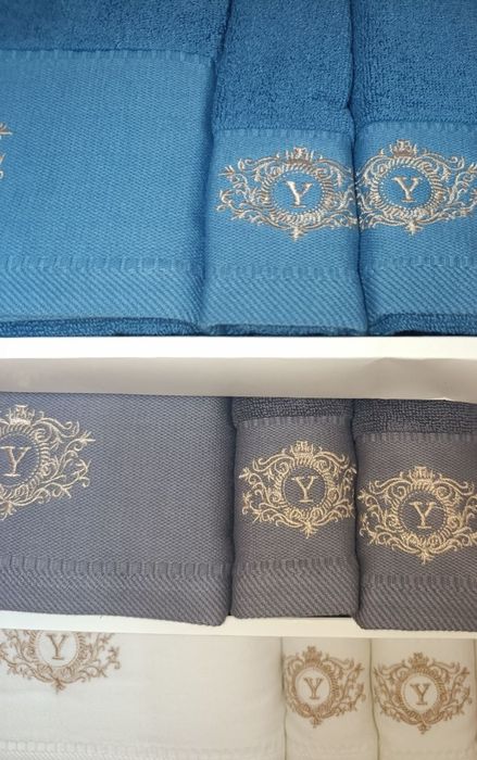 Бавовняні рушники набір 3 шт, банні, брендові, суперпоглинаючі,