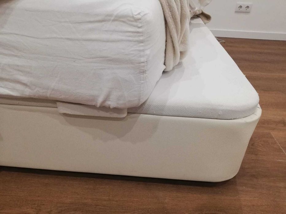pack de  cama  em pele, individual com arrumação e colchão com capa  protetora