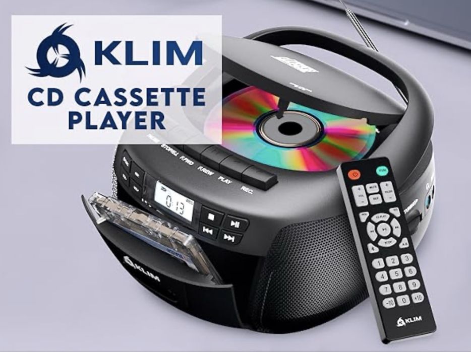 Новий Bluetooth CD-бумбокс KLIM + Касетний магнітофон (USB, AUX, Радіо)
