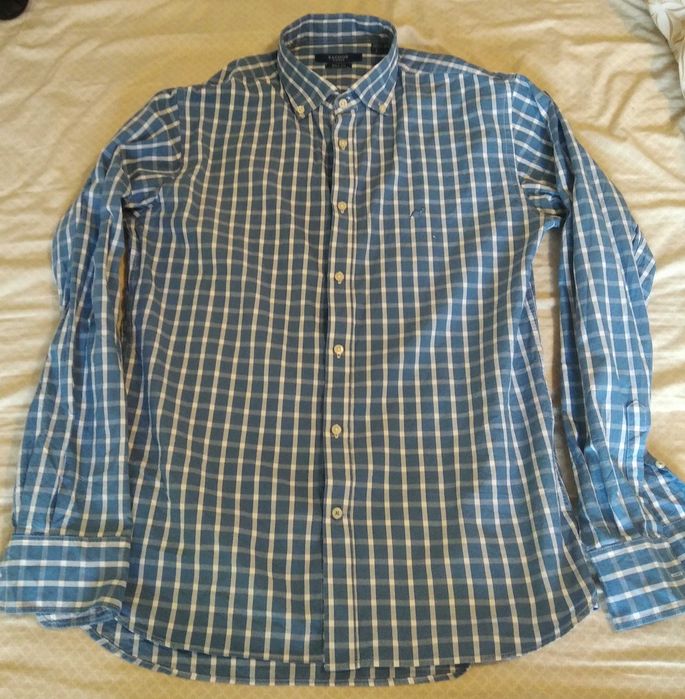 2 camisas Sacoor - amarela e padrão quadrados - exc. estado - tam. L