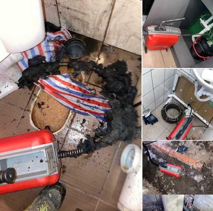 Udrażnianie, przepychanie rur, kanalizacji 24/7 mechanicznie oraz WUKO