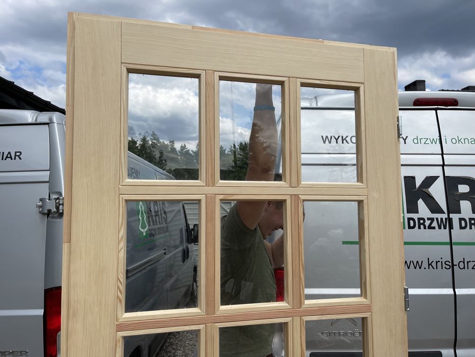 Drzwi zewnętrzne OD RĘKI sosnowe drewniane oscieżnicą CAŁA POLSKA