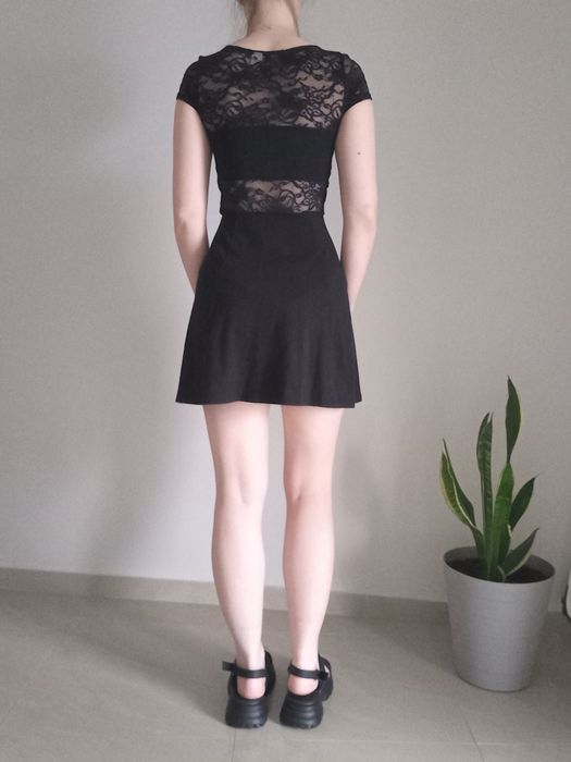 Czarna sukienka damska koronkowa rozmiar XS 34 mała czarna sylwester i
