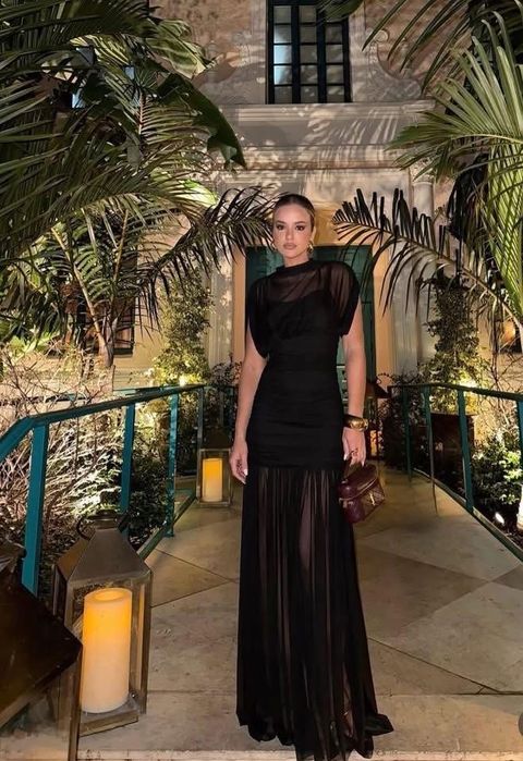 Dluga czarna wieczorowa koktajlowa sukienka tiulowa zara XS