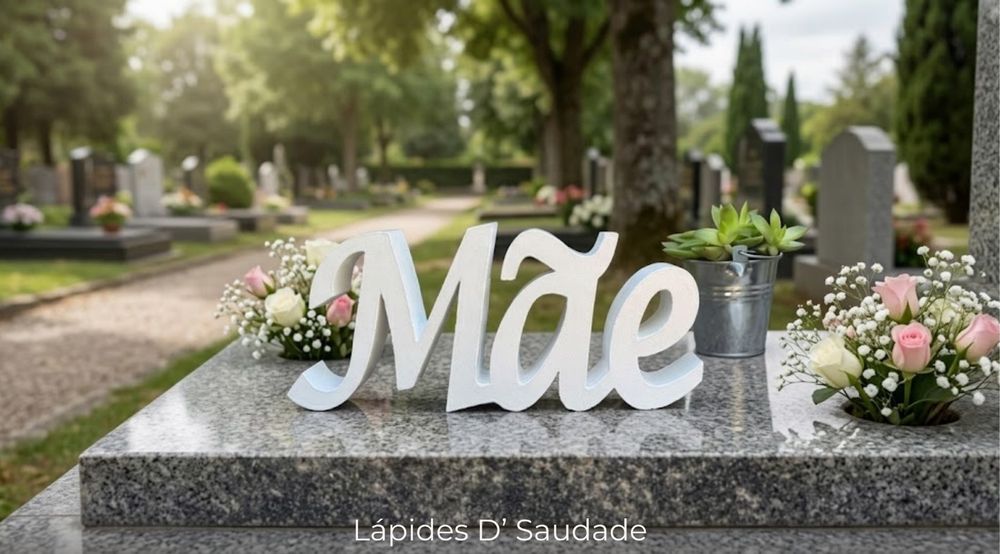 Enfeite personalizado para cemitério em pedra : nomes e palavras
