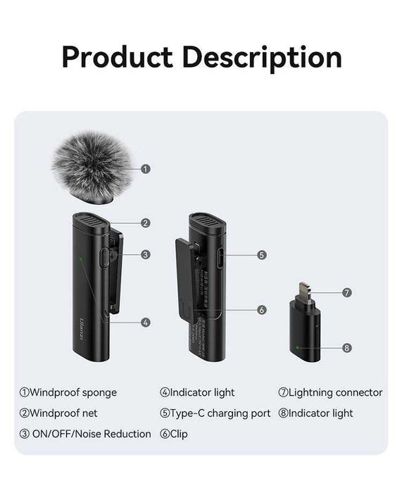 Mikrofon krawatowy Ulanzi WM 10 złącze Typu C