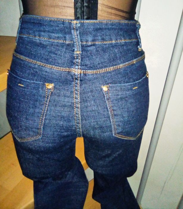 Jeansy rurki granatowe M