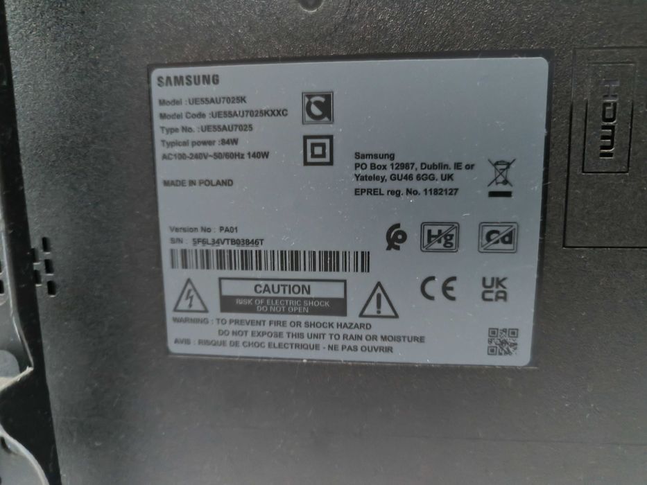 Samsung Smart 4K Crystal UHD TV AU7025 - 2022