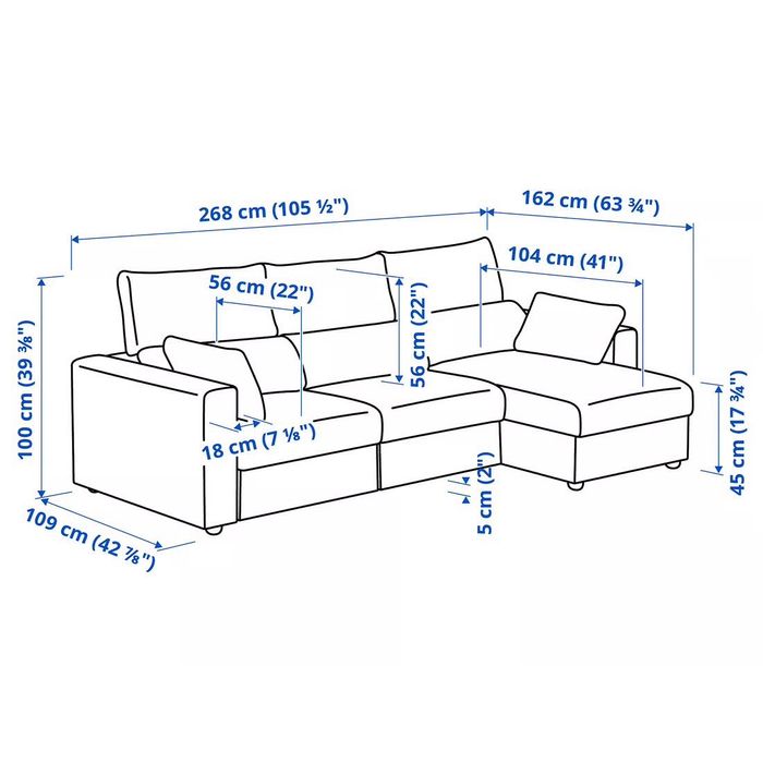 Sofá 3 lugares chaise longue/cama