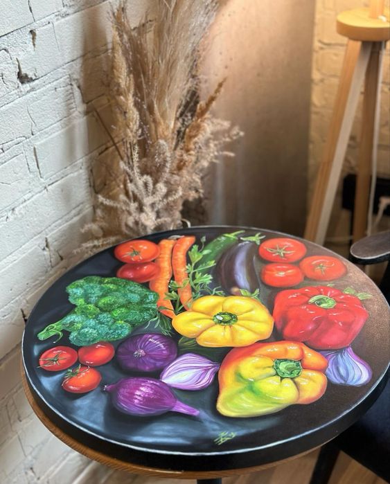 Картина олією « Овочева тарілка», натюрморт, овочі, картина з овочами