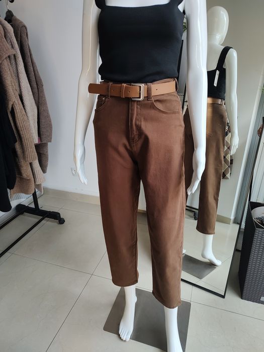 Jeansowe spodnie Balloon fit - czekoladowy XL M.Sara
