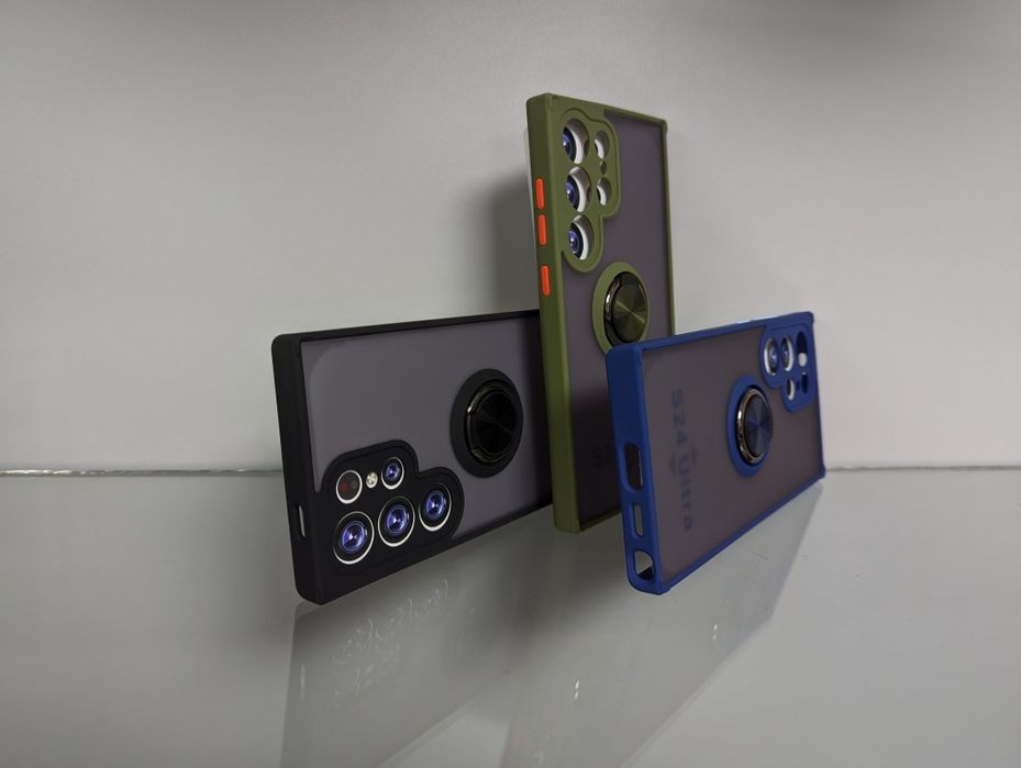 Samsung Galaxy S24 Ultra противоударный чехол с кольцом матовый