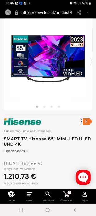 Smart tv hisense 65 polegadas Uled