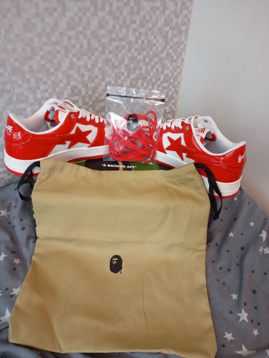 A Bathing Ape Red White Low