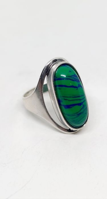 Pierścionek srebro 925 malachit rozmiar 11