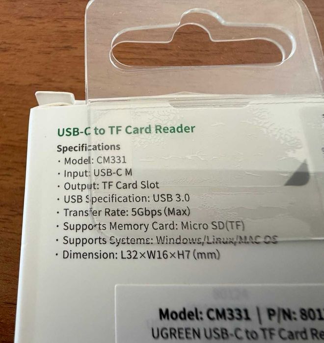 Кардрідер для microSD Ugreen CM331 USB-C to TF Card Reader