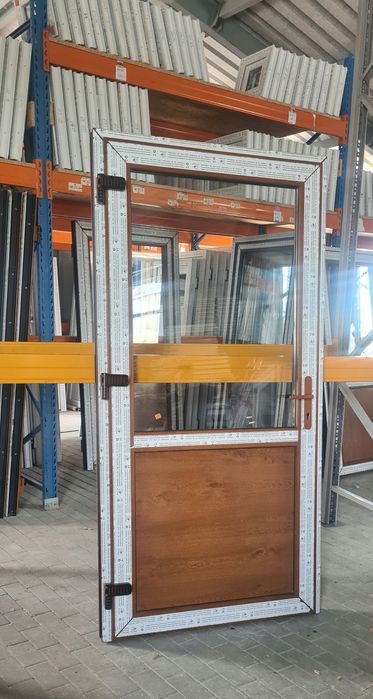DRZWI Kacprzak 90x210 ZEWNĘTRZNE PCV Sklepowe Złoty dąb Lider OLX