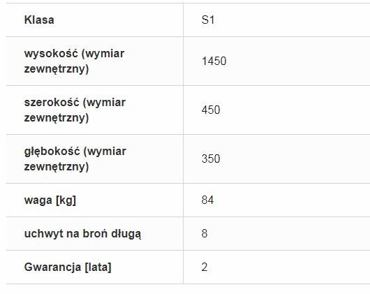 Duży słupek na broń długą Siegen 50069/8 certyfikat S1 VAT GWARANC