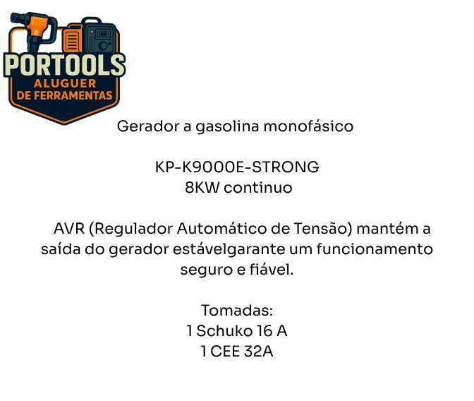 Aluguer - Gerador 8000w continuo monofasico gasolina