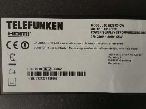 Telewizor Smart TV Telefunken 32 cale D32H289X4CW + Pilot