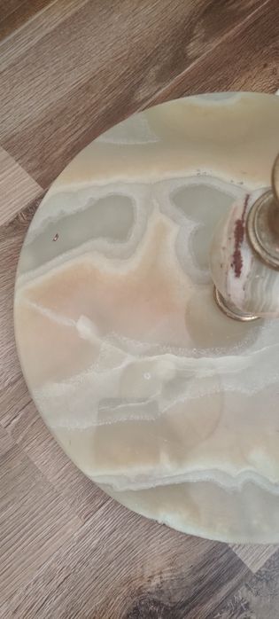 Lampa stojąca mosiądz z onyksem