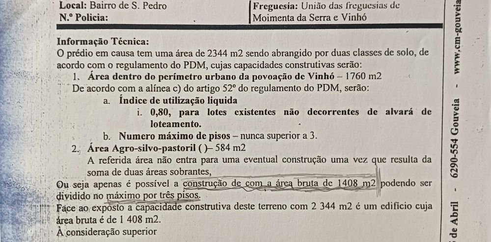 Terreno murado para construção