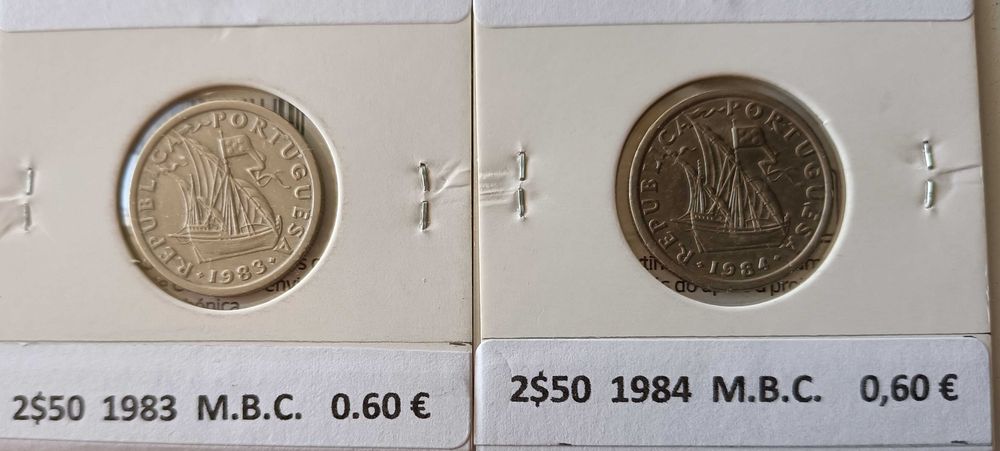 9 Moedas Portuguesas de 2,50 escudos da 2ª República ( Níquel )