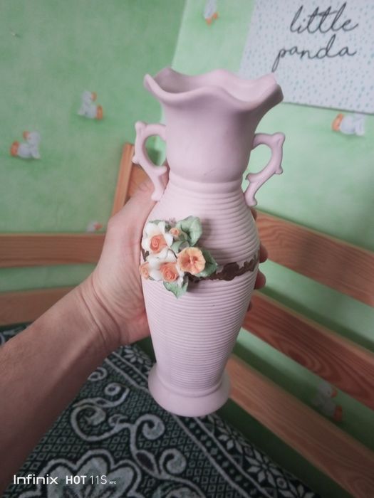 Wazon ceramiczny lata 80 zdobiony