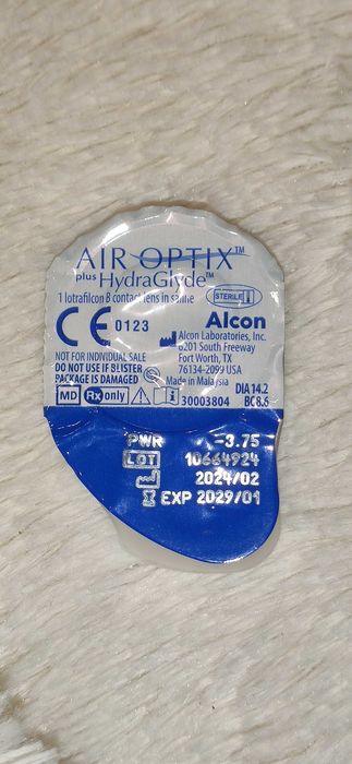 Air optix hydra gel -3.75 ważna do 2029 nowa soczewka kontaktowa